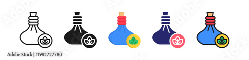 Herbal Compres Multiple Style Icon Set Collection. 