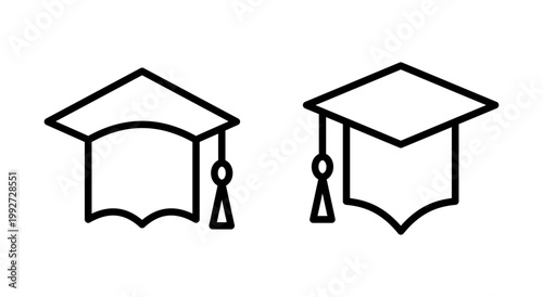 Education icon symbol for apps and websites. Graduation cap sign and symbol. Graduate. Students cap