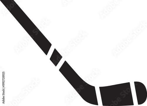 Hockey stick, ice hockey equipment, sports icon, black silhouette, athletic gear