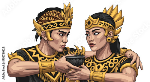 Ancient Warriors in Gold Armor Together.