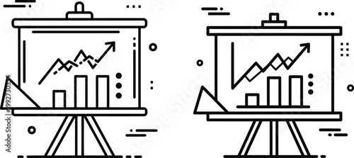 Presentation board showing financial growth chart with presentation business analytics statistics analysis strategy progress information