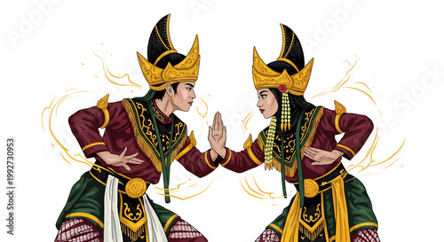 Traditional Dancers Wearing Ornate Costumes.