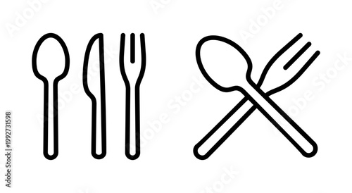 spoon and fork icon symbol for apps and websites. spoon, fork and knife icon vector. restaurant sign and symbol