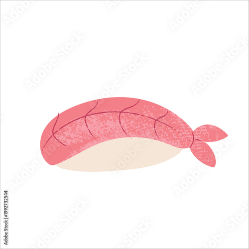 Shrimp nigiri sushi Japanese food flat vector illustration
