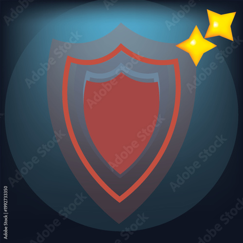 Vector Shield With Neon Style Background
