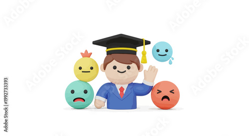 Graduate with Emotional Faces.