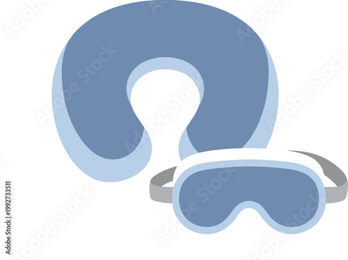 Travel neck pillow and eye mask set in flat design