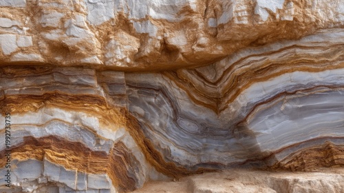 Stunning close-up of colorful layered stone showcasing intricate patterns and unique mineral formations perfect for geology enthusiasts and art lovers. Generative AI