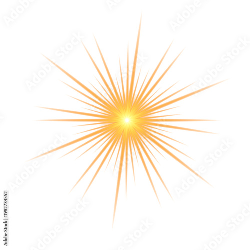 Abstract sunburst vector illustration with bright yellow and orange rays glowing in an energetic background design