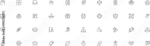Trust icon set. Editable line icons. Vector illustration.