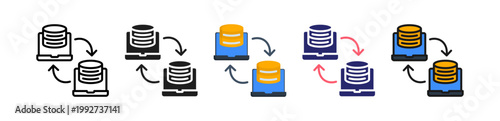 Data Backup Multiple Style Icon Set Collection. 