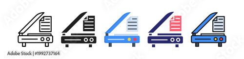 Computer Scan Multiple Style Icon Set Collection. 