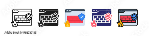 Firewall Setup Multiple Style Icon Set Collection. 