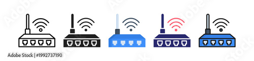 Router Multiple Style Icon Set Collection. 