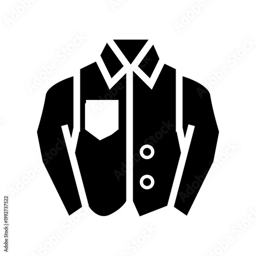 black formal shirt glyph solid icon vector illustration