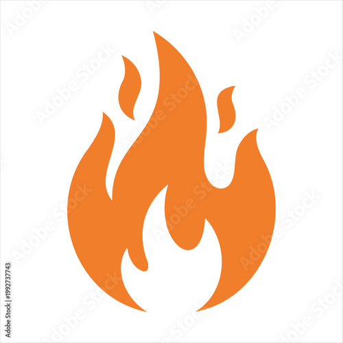 Fire flame vector illustration, hot blazing combustion symbol, warmth and energy graphic icon.