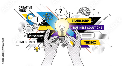 A creative person brainstorming innovative business solutions with a lightbulb moment