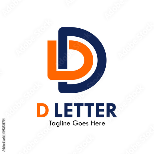 Modern letter D logo with a bold interlocking design in orange and navy blue, ideal for logistics, construction, or creative media companies.
