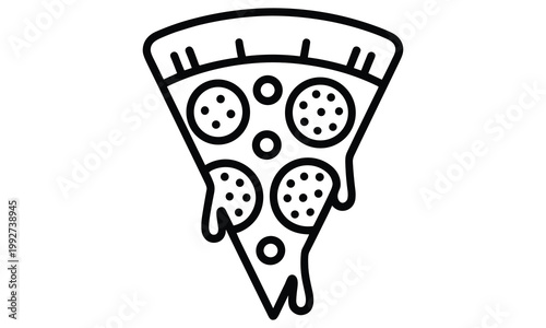 Vector graphic illustration of a delicious slice of pizza with melted cheese and toppings