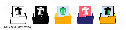 Delete File Multiple Style Icon Set Collection. 