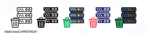Delete Storage Multiple Style Icon Set Collection. 