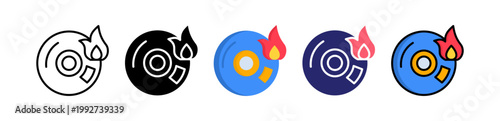 Burn Cd Multiple Style Icon Set Collection. 