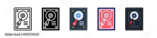 Hard Disk Multiple Style Icon Set Collection. 