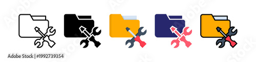 File Repair Multiple Style Icon Set Collection. 