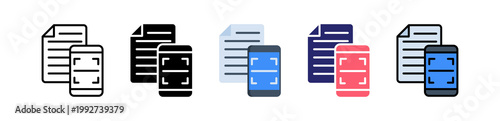 File Scanner Multiple Style Icon Set Collection. 