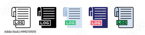 File Log Multiple Style Icon Set Collection. 