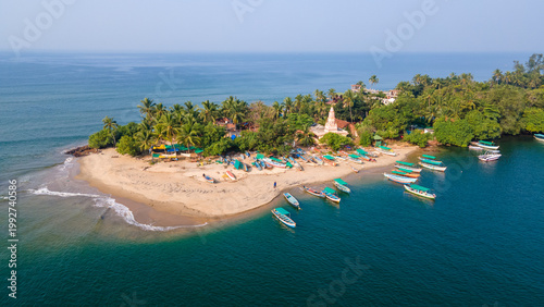 Картината върху платно aerial view of devbag beach along village in konkan , maharashtra