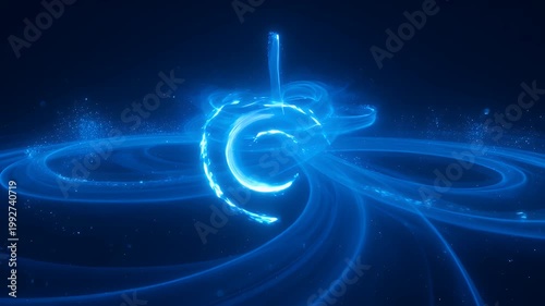 Glowing Blue Neon Light Trails Animation.
