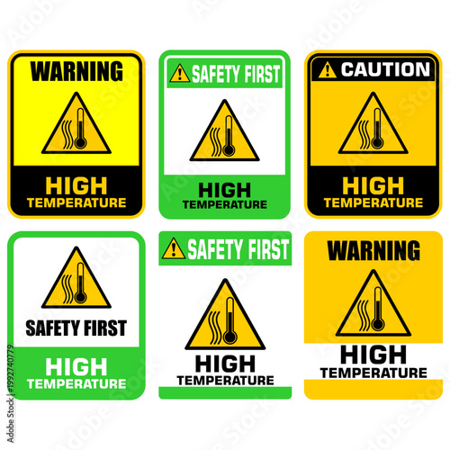Warning, High Temperature, sign vector
