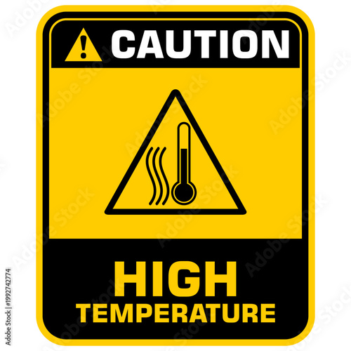 Caution, High Temperature, sign vector