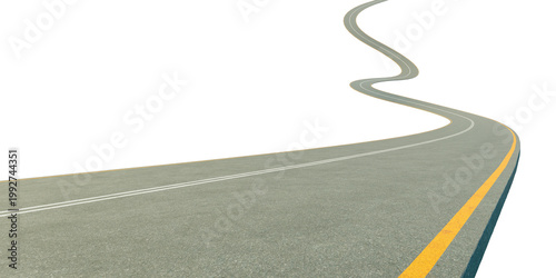 3d rendering winding asphalt road symbolizing journey future success