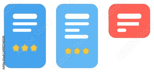 Loyalty card icon set representing reward membership and customer rating system