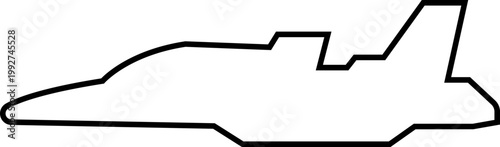 Fighter jet airplane aircraft aviation icon in black line style featuring plane, jet, flight, warplane synonym elements for military, airforce and transport design use
