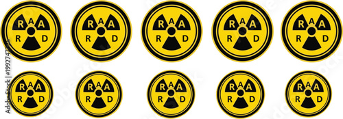 Radiation warning icons set radioactive hazard symbols nuclear danger signs vector illustration collection isolated pack
