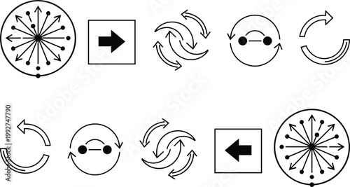 Process flow arrows icons set circular direction cycle symbols vector illustration collection modern line design