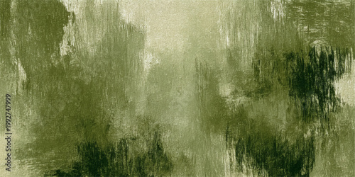 Abstract Forest Green Textured Background with Artistic Paint Brushstrokes and Grungy Canvas Style Vector Illustration
