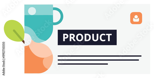 Product card layout with image and text for ecommerce display UI vector design