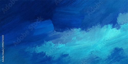 Abstract Blue Oil Painting Texture Background with Painterly Brushstrokes and Gradient Effect