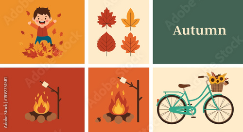 Autumn leaves and fall foliage display vibrant colors for seasonal lifestyle marketing and digital corporate design