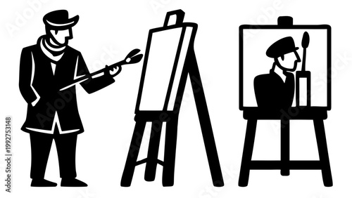 artist painting on easel