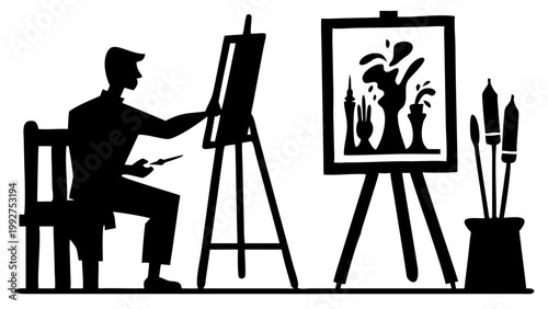 artist with easel