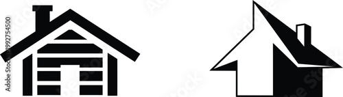 modern house and garage flat design vector illustration