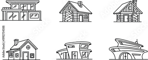 traditional Asian architecture houses and pavilions flat design vector illustration