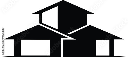 modern two-story house with garage flat design vector illustration