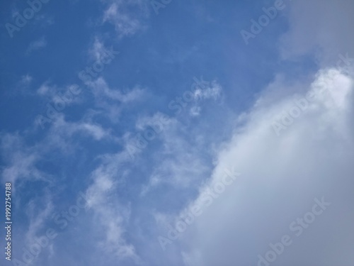 Soft White Clouds in Bright Blue Sky Background