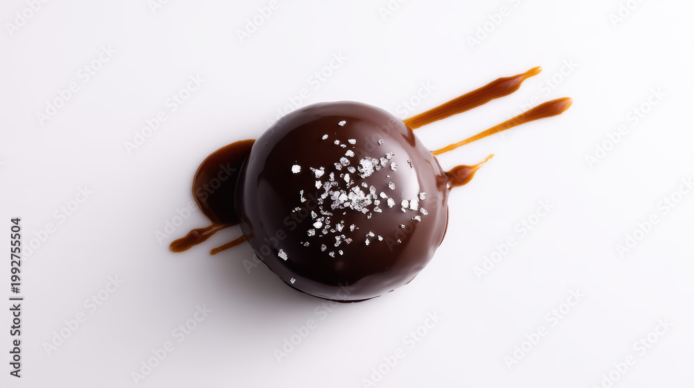 Fototapeta premium dark chocolate ganache with sea salt and almonds